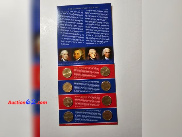 Lot 44-8315q - 2007 P AND D PRESIDENTIAL EIGHT DOLLAR SET W/GEORGE WASHINGTON, JOHN ADAMS, THOMAS JEFFERSON AND JAMES MADISON. COMES IN THE ORIGINAL US MIN...
