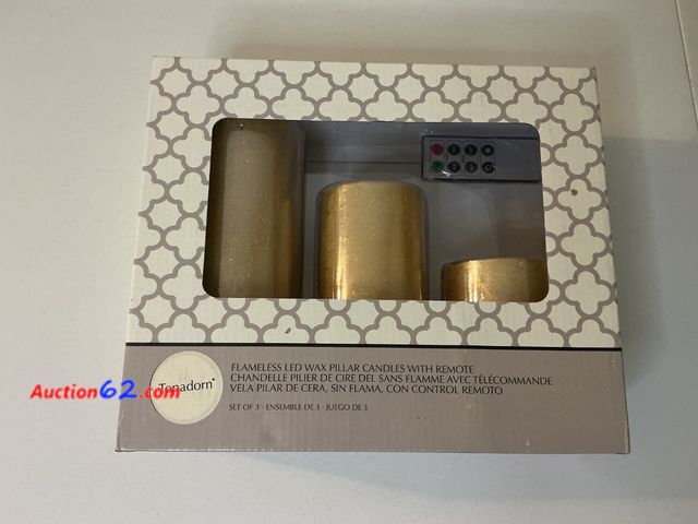 Lot 44-9074 - Topadorn Flameless LED Wax Pillar Candles with Remote Set of 3 Appears New, A basic inspection has been given to this item. Sold AS-IS. New ...