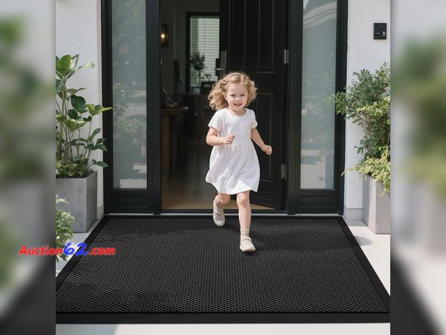 Lot 44-786a - Front Door Mat Outside Entrance 59"x36", TPE Heavy Duty Sturdy High Elastic Mats for Indoor Outdoor, 10mm Thick Hollow Design, Waterproof No...