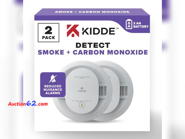 Lot 44-1931a - $84.75 Retail price - Kidde Smoke &amp; Carbon Monoxide Detector, AA Battery Powered, LED Warning Light Indicators, 2 Pack See All Photo's N...