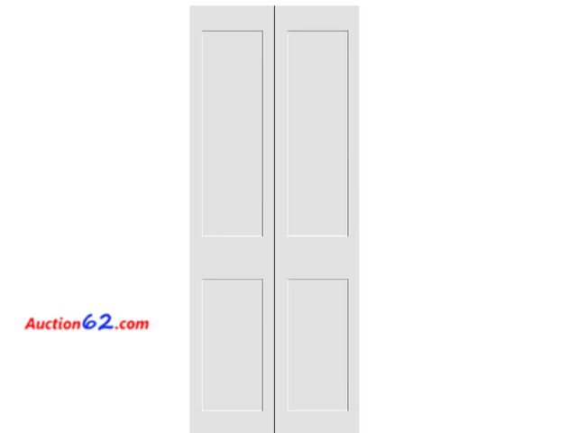 Lot 44-216g - Retail value of $498- CODEL DOORS 30 in. x 80 in. Solid Wood Primed White Unfinished MDF 2-Panel Shaker Bi-Fold Door with Hardware Appears N...