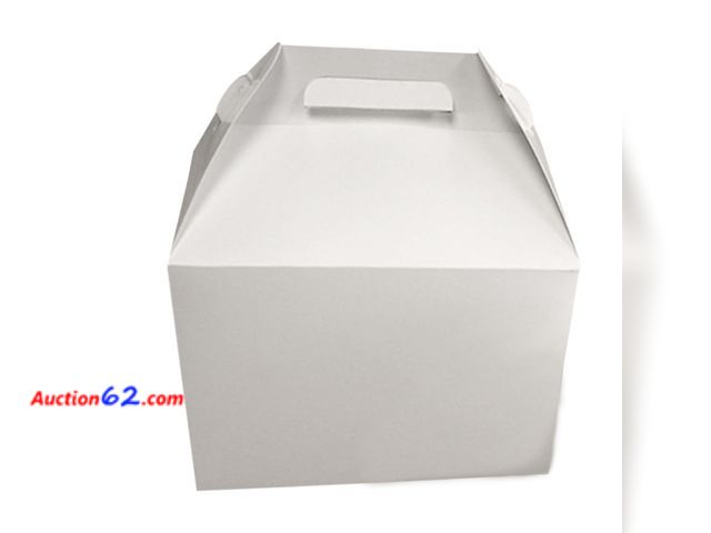 Lot 44-2506e - $128.54 Retail price - FC Meyer Packaging MeyerBarn White Glossy Chicken Gable Boxes with Handles, Durable Cardboard Food Take Out Cartons, ...