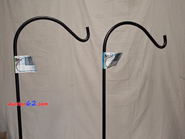 Lot 44-7183j - Lot of (2) Panacea black steel 64 inch H single crook plant hanger E-Commerce Return, A basic inspection has been given to this item. Sold A...
