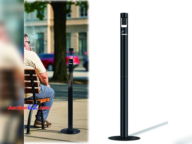 Lot 44-1755w - 43" Standing Metal Ashtray - Detachable Outdoor Cigarette Butt Receptacle for Patio, Restaurant, Office, Backyard Not Tested See All Photo's...