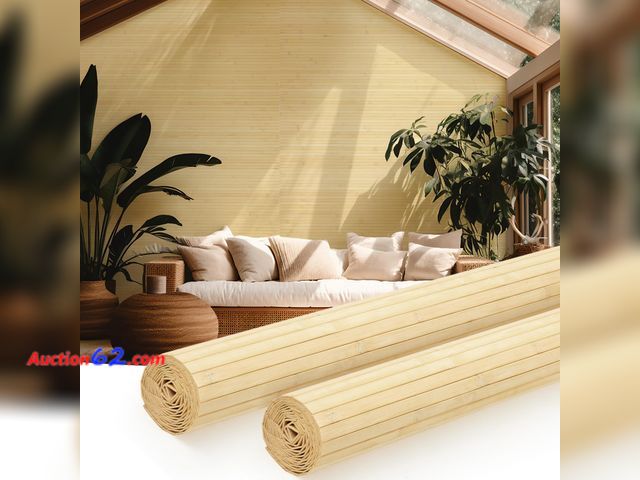 Lot 44-176 - $79.99 Retail price - Juexica 2 Pcs Natural Bamboo Wall Panel for Interior Wall 48''x96'' Bamboo Covering Renewable Pole Wainscoting Room Di...