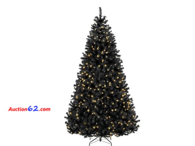 Lot 44-6956p - 4.5ft Pre-Lit Artificial Black Christmas Tree w/ Incandescent Lights, Metal Stand Appears New, A basic inspection has been given to this ite...