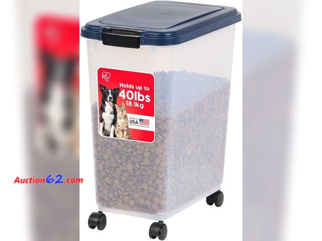 Lot 44-266p - IRIS USA Airtight Dog Food Storage Container, Up to 40 lbs Appears New, A basic inspection has been given to this item. Sold AS-IS.
