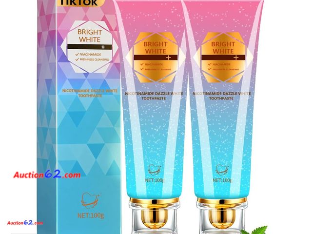 Lot 44-9030j - Pack of (2) Niacinamide Whitening Toothpaste, Effectively Whitens Teeth, Protects Tooth Enamel, Freshens Breath 24 Hours, Fluoride-Free Form...