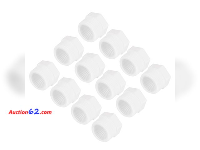 Lot 44-2765f - uxcell 12Pcs PVC Pipe Fitting G3/4" Male to G1/2" Female Reducer Threaded Fitting Hex Bushing Pipe Adapter Coupler for Water System Pipe Con...