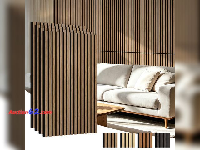 Lot 44-197m - $99.99 Retail price - Art3d 47 x 23.6 Inch Acoustic Wood Slat Wall Panel, 4-Pack, Deep Walnut See All Photo's Appears New, A basic inspectio...
