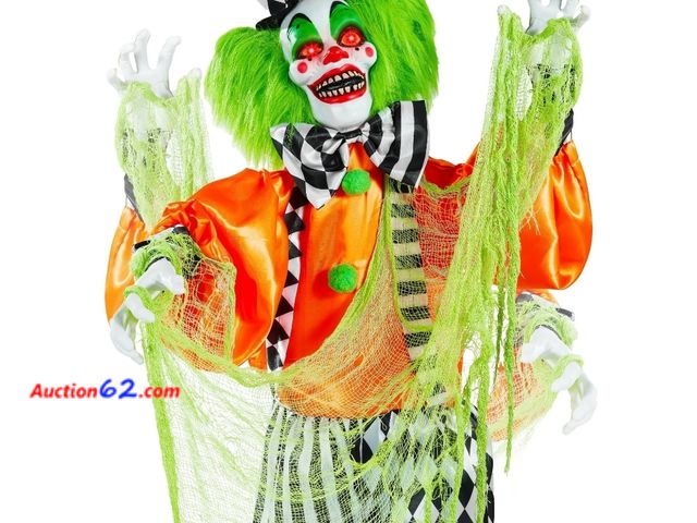 Lot 44-6500r - Best Choice Products Funhouse Freddy The Motion Activated Animatronic Killer Clown Halloween Prop w/ Pre-Recorded Lines Appears New, A basic...