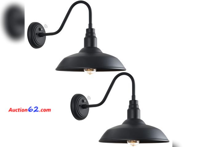 Lot 44-266 - $139.99 Retail price - GOALPLUS 14 Inch Large Dusk to Dawn Gooseneck Light for Farmhouse, 2 Pack Outdoor Barn Lights with Photocell, Matte B...