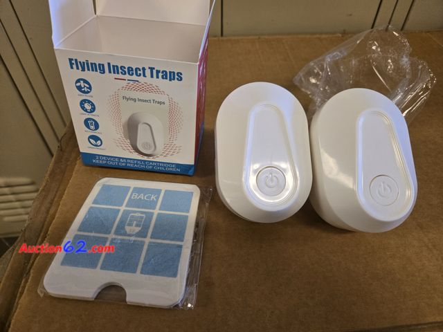 Lot 44-6545p - 2 Packs Flying Insect Trap, 2 DEVICES+6 REFILLS Fly Traps Indoor for Home Indoor Plug-in Fly Trap Captures Mosquitoes,Houseflies, Moths,Gnat...