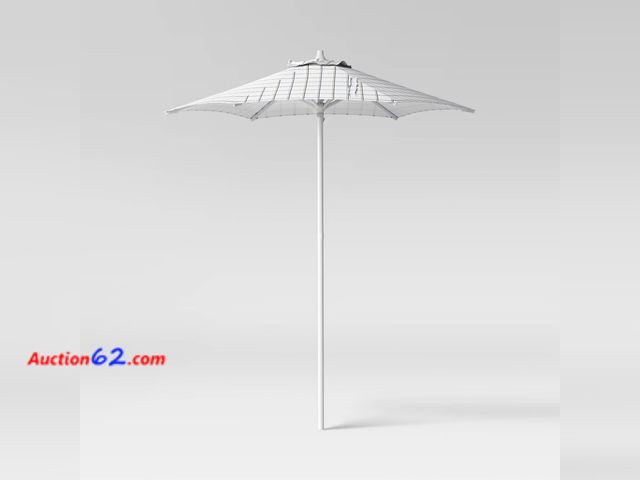 Lot 44-4027b - Grid Plaid 6' Diameter Outdoor Patio Market Umbrella Appears New, A basic inspection has been given to this item. Sold AS-IS.