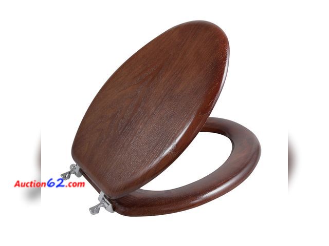 Lot 44-2780 - Angel Shield Durable Wood Veneer Natural Toilet Seat Metal Hinged Easy Clean Anti-scratch American Standard(Elongated,Dark Walnut) Appears N...