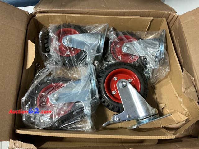 Lot 44-324 - Set of 4 Heavy Duty Swivel Caster Wheels with Brakes See All Photo's Loose Hardware E-Commerce Return, A basic inspection has been given to ...
