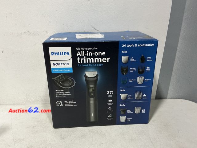 Lot 44-789a - Philips Norelco All-in-One Trimmer 24 Tools &amp; Accessories E-Commerce Return, A basic inspection has been given to this item. Sold AS-IS....