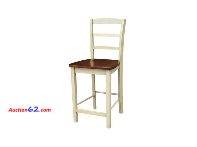 Lot 44-1574w - $121.88 Retail price - International Concepts Madrid Stool Barstool, Antiqued Almond/Espresso Not Tested See All Photo's Appears New, A basi...