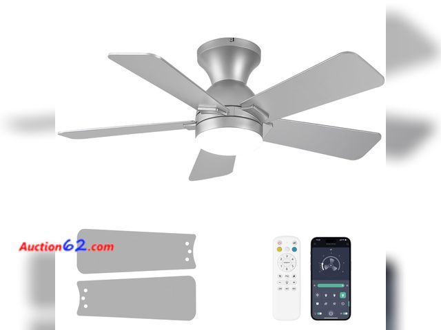 Lot 44-2993e - $99.99 Retail price - Dolavast Ceiling Fan with Lights, 36 Inch Low Profile Ceiling Fan with Light and Remote Control, Flush Mount, Reversib...