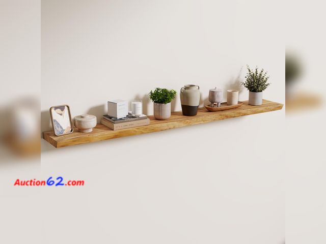 Lot 44-594e - $155.79 Retail price - Axeman 56 inch Floating Shelves for Wall Live Edge, Natural See All Photo's Not Tested Appears New, A basic inspectio...