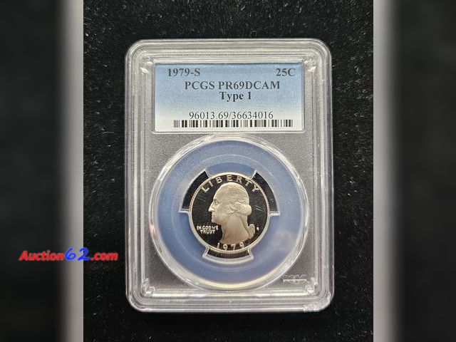 Lot 44-8336o - 1979-S TYPE 1 "BLOB S" QUARTER GRADED PR69DCAM BY PCGS. 1 POINT SHY OF A PERFECT COIN! MINTED IN SAN FRANCISCO.-NT