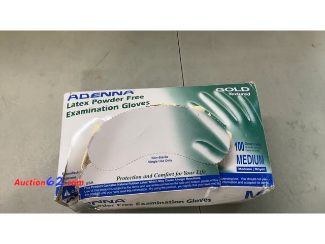 Lot 44-1927a - Adenna GLD265 Gold 6 mil Powder-Free Latex Gloves, Medical Grade, White, Medium, Box of 100 See All Photo's Not Tested E-Commerce Return, A ...