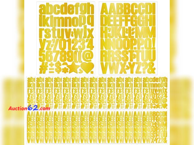 Lot 44-2753f - Gold Letter Stickers, 30 Sheets Glitter Alphabet Number Stickers, Small 1 Inch Vinyl Self-Adhesive Stick on Letters, Waterproof for Scrapboo...