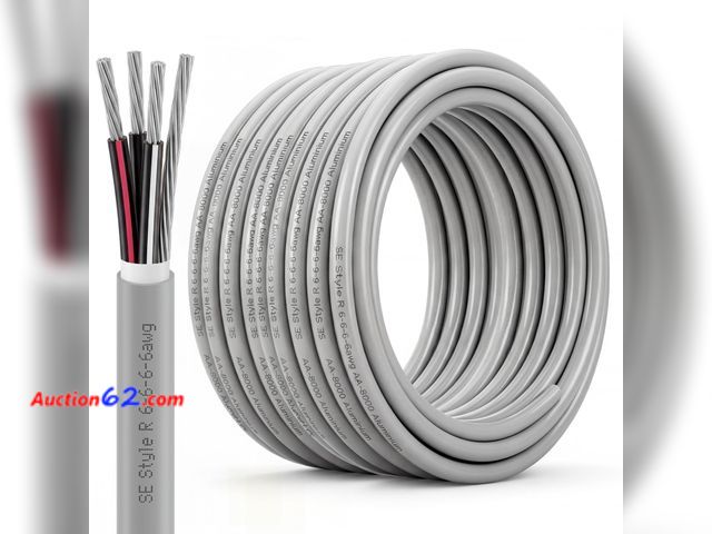Lot 44-889 - $159.99 Retail price - FairySandy 100Ft 6-6-6-6 SER Aluminum Service Entrance Cable - UL Listed 600V 60A Above Ground Wire - XHHW-2 Insulati...