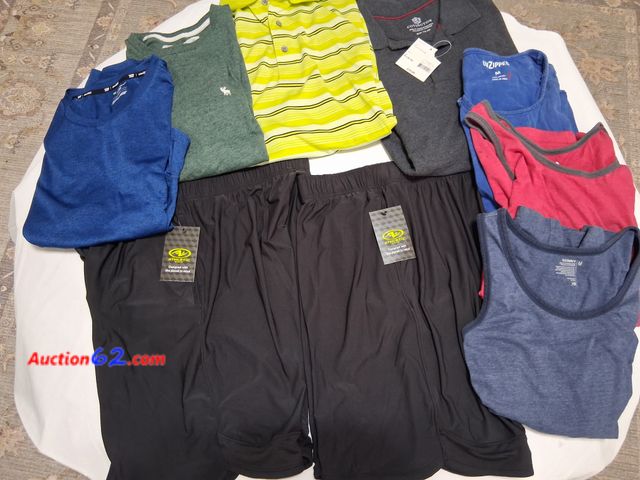 Lot 44-2023o - Lot of men's size medium clothes. Two new with tags Athletic Works shorts.  One new with tag  Covington brand shirt, tag price 24.00.  Gentl...
