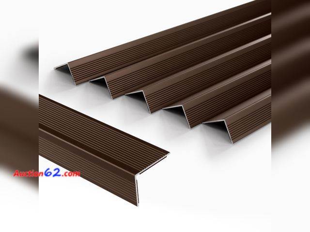 Lot 44-326 - $79.99 Retail price - 5-Pack 48 Inch Aluminum Peel and Stick Stair Nosing Brown Staircase Step Treads Anti-Slip Stair Edge Protector, Waterp...