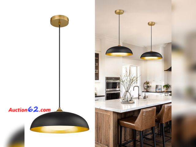 Lot 44-460o - $85.98 Retail price - kudos 15 Inch Large LED Pendant Lights, Black and Gold Pendant Light Fixtures, Modern Hanging Lights for Kitchen Islan...