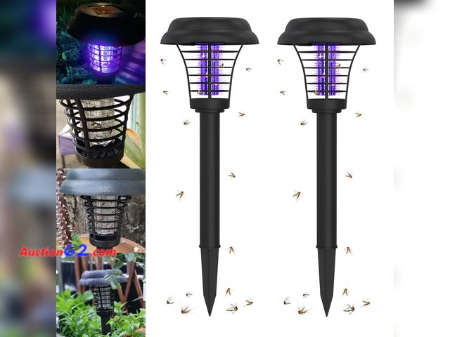 Lot 44-577m - 2 Pcs Solar Bug Zapper Outdoor Rechargeable Mosquito Fly Zapper Outdoor Not Tested See All Photo's Appears New, A basic inspection has been ...