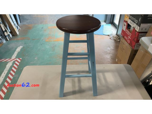 Lot 44-1770a - Winsome Ivy Square Leg Counter Stool, 24" in Rustic Light Blue and Walnut, Classic Backless Bar Chairs for Kitchen &amp; Dining Room Seating...