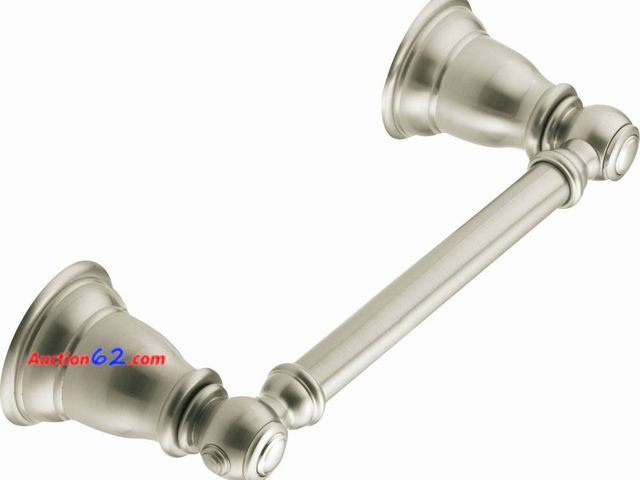 Lot 44-1599p - $38 Retail value- Moen YB5408BN Kingsley Traditional Double Post Pivoting Toilet Paper Holder, Brushed Nickel Appears New, A basic inspectio...