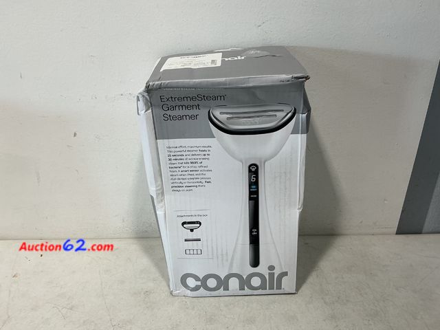 Lot 44-967 - Conair ExtremeSteam Garment Steamer See All Photo's Not Tested E-Commerce Return, A basic inspection has been given to this item. Sold AS-IS...