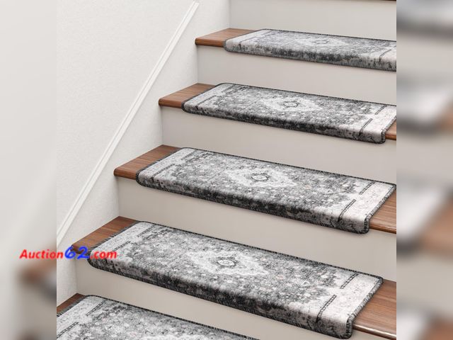 Lot 44-128m - $119.99 Retail price - Brakki Bullnose Stair Treads for Wooden Steps, Non Slip Stair Carpet, 14pc See All Photo's Appears New, A basic inspe...