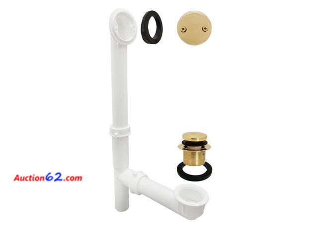 Lot 44-2640f - Westbrass 593244-03 White 1-1/2" Tubular Tip Toe Bath Waste Drain Kit, Polished Brass Appears New, A basic inspection has been given to this...