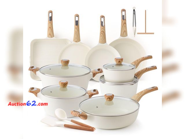 Lot 44-932j - $259.99 Retail price - SENSARTE Ceramic Cookware Sets, Pots and Pans Set Non stick, Non toxic Healthy Induction Cookware, 26 Pcs Nonstick Ki...
