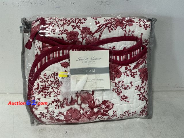 Lot 44-4011a - Laurel Manor Fine Linens Red Multi Toile Garden KG Sham See All Photo's Not Tested Appears New, A basic inspection has been given to this it...