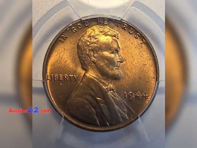 Lot 44-8336k - **BEAUTIFUL** 1944 LINCOLN WHEAT CENT GRADED MS65RD BY PCGS! MINTED IN PHILADELPHIA. - NT