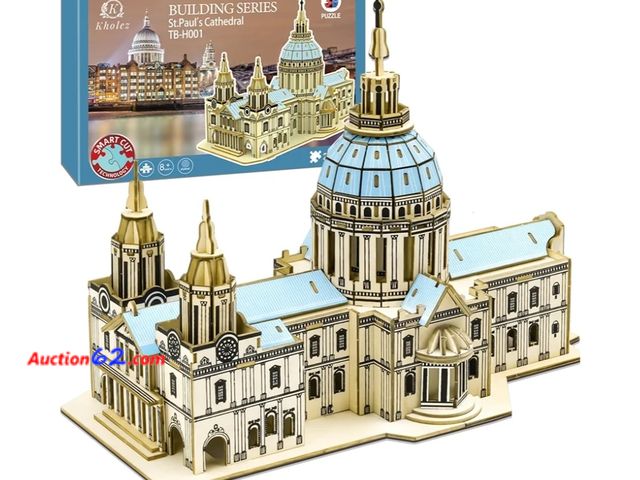 Lot 44-6862g - 3D Puzzle DIY Wooden St. Paul's Cathedral Building Model Kits, Brain Teaser Architecture Building Puzzle, 237 Pieces (Plywood)