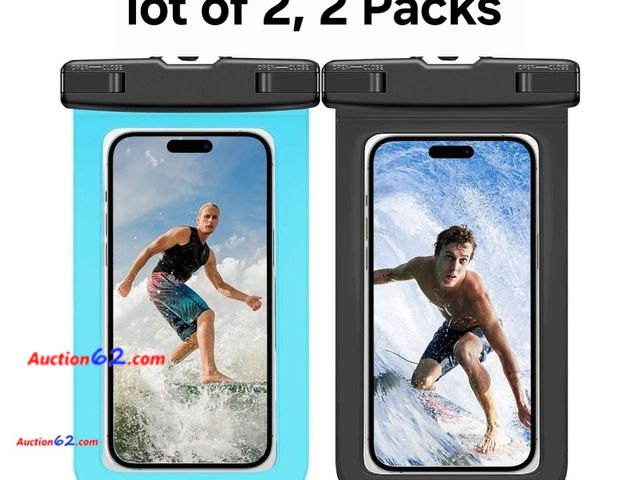 Lot 44-6780g - Lot of 2, 2 Packs IPX8 Waterproof Phone Pouch Dry Bags Appears New