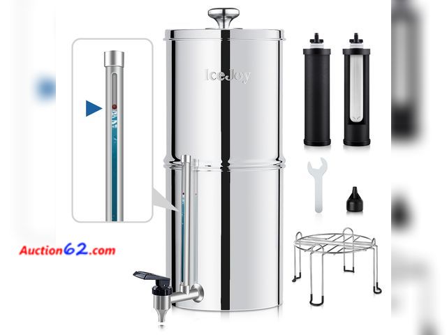 Lot 44-1686e - $94.99 Retail price - IceJoy Ultra-Filtration Gravity Water Filter System, Stainless Steel Countertop Purifier, NSF/ANSI 42 Certified, 2.25G...