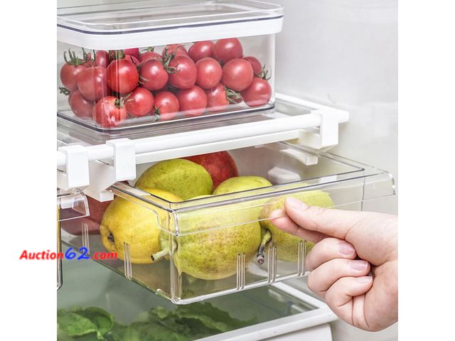 Lot 44-5431p - Refrigerator Pull Out Bin,Snap On Drawer Fridge Mate,Fridge Storage Box/Drawers/Rack, Refrigerator Bin Home Organizer for Fridge Shelf Thick...