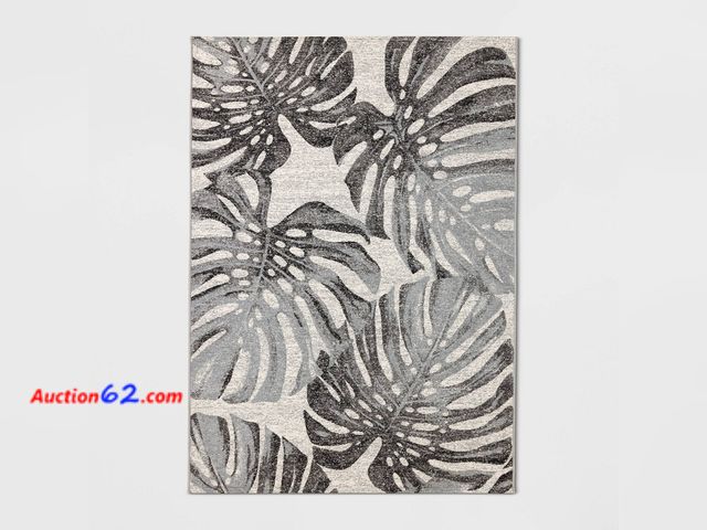 Lot 44-228e - $80 Retail price - 5'x7' Tonal Palm Rectangular Woven Outdoor Area Rug Gray - Threshold™ See All Photo's Appears New, A basic inspection has...