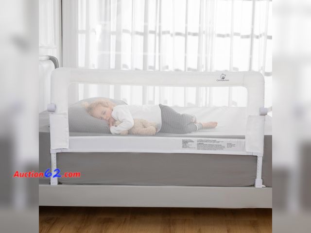 Lot 44-1685e - $99.99 Retail price - ComfyBumpy Premium Adjustable Bed Rail for Toddlers, Swing-Down Safety Guard, Height Adjusts 24.4"–32.3"H, Extra-Long ...