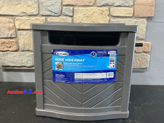 Lot 44-1302m - Suncast Hose Hideaway Slide Trak Hose Reel Cart Not Tested See All Photo's E-Commerce Return, A basic inspection has been given to this item...