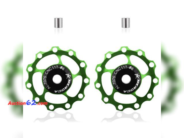 Lot 44-701 - 2Pcs Bicycle Rear Derailleur, Derailleurs, Wheel Bike Guide Roller Pulley, Ceramic Bearings, Bicycle Derailleur Accessories 11T (Green) See ...