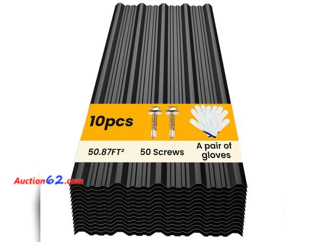 Lot 44-4086w - $89.99 Retail price - BOBIBAN 10 pcs Metal Roofing Panels - Corrugated Galvanized Roof Panels L41.34x W17.72 Inch, Waterproof Tin Roof Sheet...