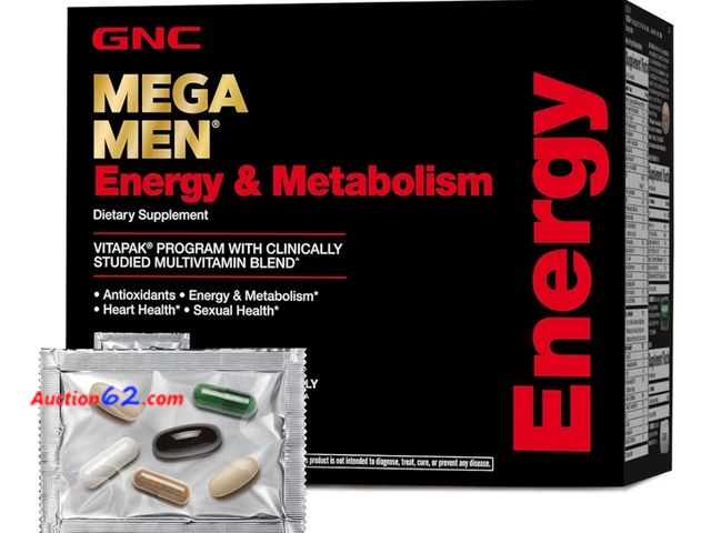 Lot 44-6539r - GNC Mega Men Energy and Metabolism Vitapak Program, Convenient, Complete Nutrition, 5 Products in 1 Packet, Calorie Burn, Thermogenic, 300mg...